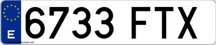 Ejemplo de matrícula española 6733 FTX