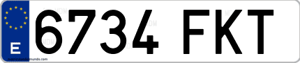 Ejemplo de matrícula de coche ordinaria 6734 FKT