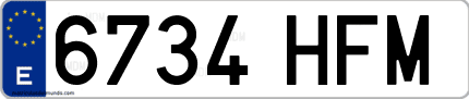 Ejemplo de matrícula de coche ordinaria 6734 HFM