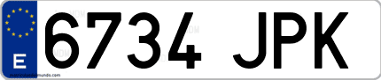 Ejemplo de matrícula de coche ordinaria 6734 JPK