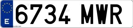 Ejemplo de matrícula de coche ordinaria 6734 MWR