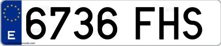 Ejemplo de matrícula española 6736 FHS