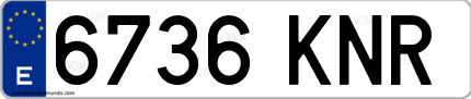 Ejemplo de matrícula de coche ordinaria 6736 KNR