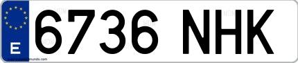 Ejemplo de matrícula española 6736 NHK