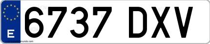 Ejemplo de matrícula española 6737 DXV