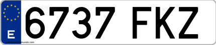 Ejemplo de matrícula de coche ordinaria 6737 FKZ
