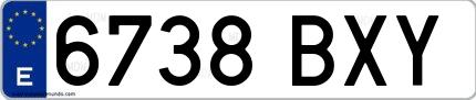 Ejemplo de matrícula española 6738 BXY