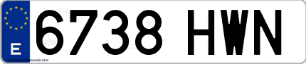 Ejemplo de matrícula de coche ordinaria 6738 HWN