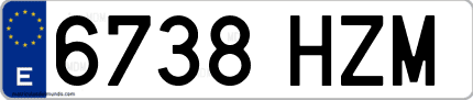 Ejemplo de matrícula de coche ordinaria 6738 HZM