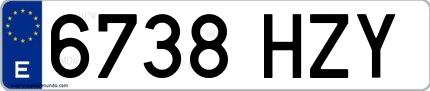 Ejemplo de matrícula española 6738 HZY