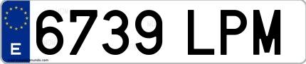 Ejemplo de matrícula española 6739 LPM