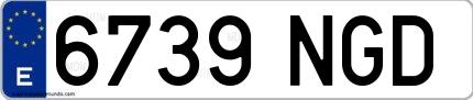 Ejemplo de matrícula española 6739 NGD