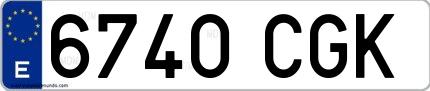Ejemplo de matrícula española 6740 CGK