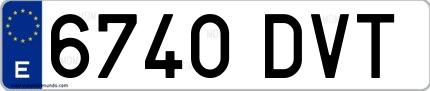 Ejemplo de matrícula española 6740 DVT