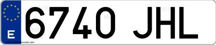 Ejemplo de matrícula española 6740 JHL