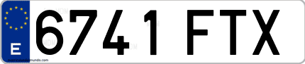 Ejemplo de matrícula de coche ordinaria 6741 FTX