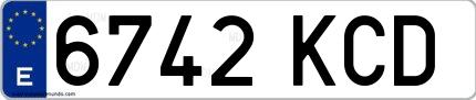 Ejemplo de matrícula española 6742 KCD