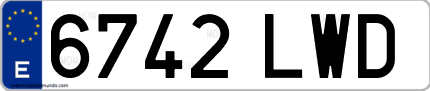 Ejemplo de matrícula de coche ordinaria 6742 LWD