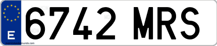 Ejemplo de matrícula de coche ordinaria 6742 MRS