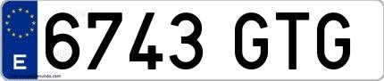 Ejemplo de matrícula española 6743 GTG