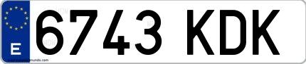 Ejemplo de matrícula española 6743 KDK