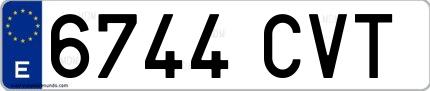 Ejemplo de matrícula española 6744 CVT
