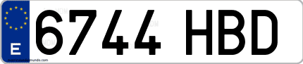 Ejemplo de matrícula de coche ordinaria 6744 HBD