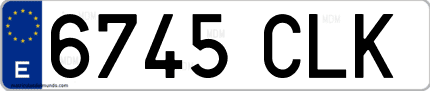 Ejemplo de matrícula de coche ordinaria 6745 CLK