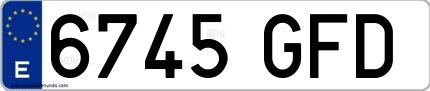 Ejemplo de matrícula española 6745 GFD