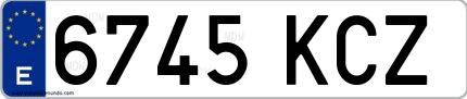 Ejemplo de matrícula española 6745 KCZ