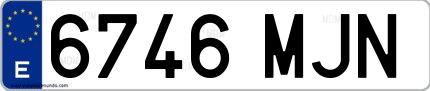 Ejemplo de matrícula española 6746 MJN