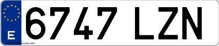 Ejemplo de matrícula española 6747 LZN