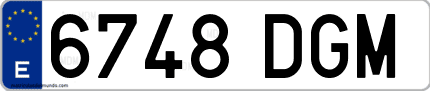 Ejemplo de matrícula de coche ordinaria 6748 DGM