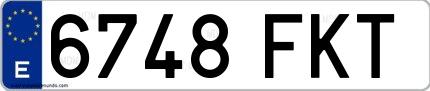 Ejemplo de matrícula española 6748 FKT