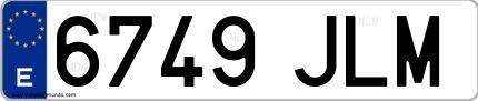 Ejemplo de matrícula española 6749 JLM