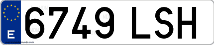 Ejemplo de matrícula de coche ordinaria 6749 LSH