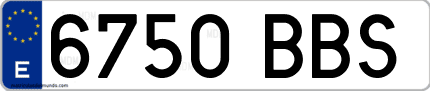 Ejemplo de matrícula de coche ordinaria 6750 BBS