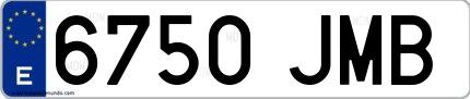 Ejemplo de matrícula española 6750 JMB