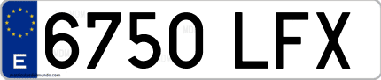 Ejemplo de matrícula de coche ordinaria 6750 LFX