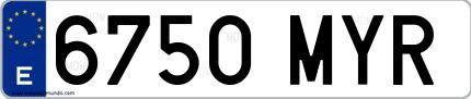 Ejemplo de matrícula española 6750 MYR