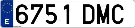 Ejemplo de matrícula de coche ordinaria 6751 DMC