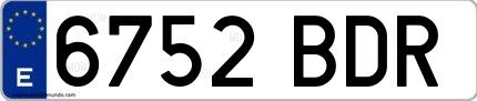 Ejemplo de matrícula española 6752 BDR