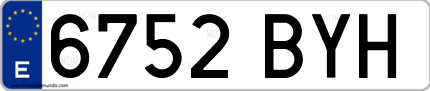 Ejemplo de matrícula de coche ordinaria 6752 BYH