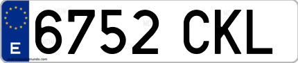 Ejemplo de matrícula de coche ordinaria 6752 CKL