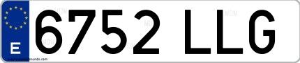Ejemplo de matrícula española 6752 LLG