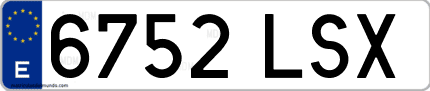 Ejemplo de matrícula de coche ordinaria 6752 LSX