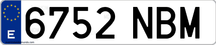 Ejemplo de matrícula de coche ordinaria 6752 NBM