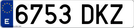 Ejemplo de matrícula española 6753 DKZ