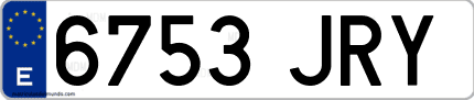 Ejemplo de matrícula de coche ordinaria 6753 JRY