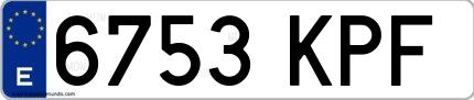 Ejemplo de matrícula española 6753 KPF